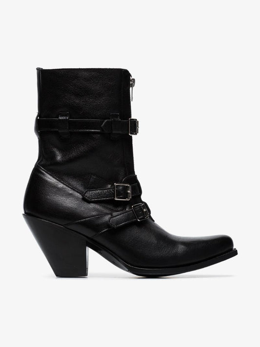 Black 80 Medium Zipped Leather Ankle Boots