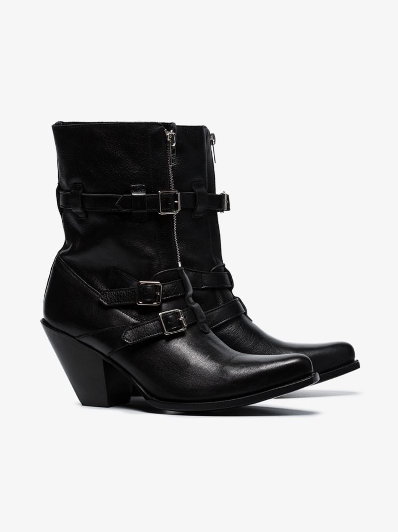 Black 80 Medium Zipped Leather Ankle Boots