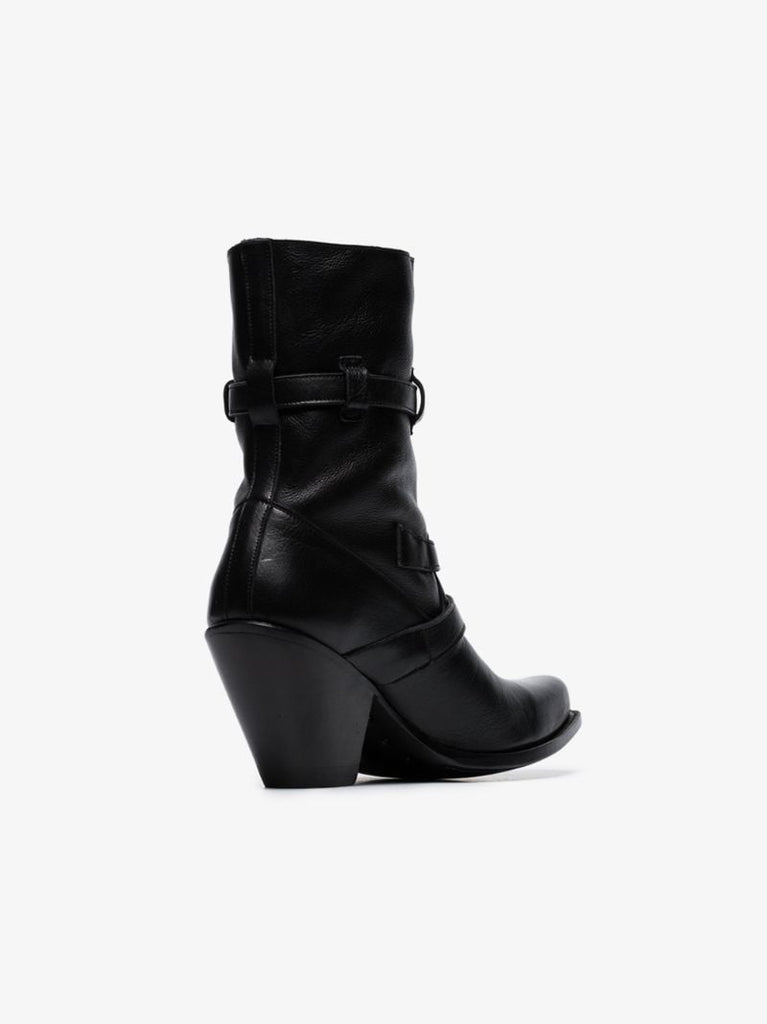 Black 80 Medium Zipped Leather Ankle Boots