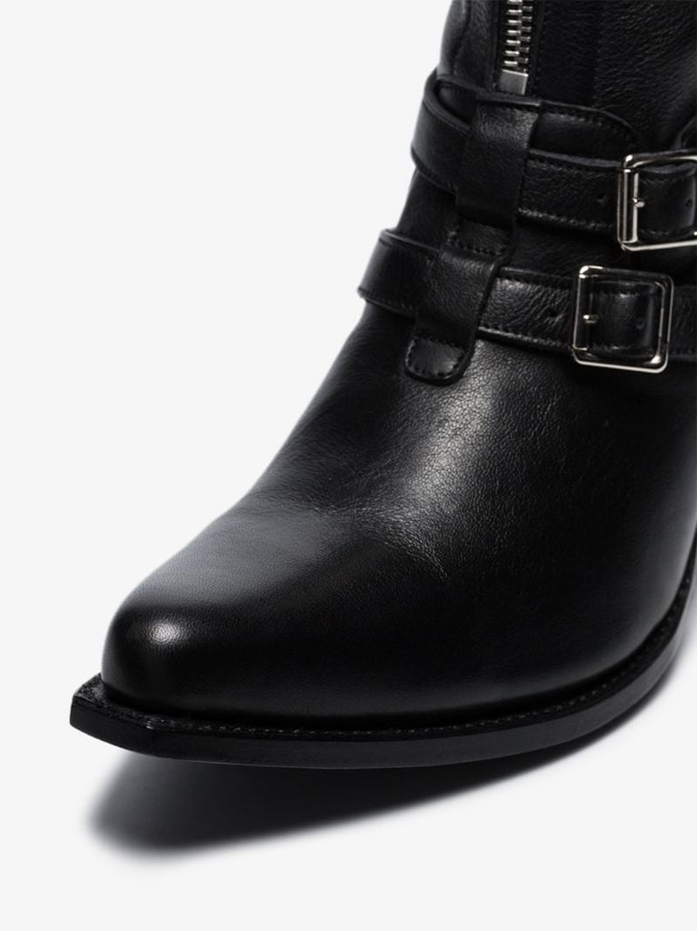 Black 80 Medium Zipped Leather Ankle Boots