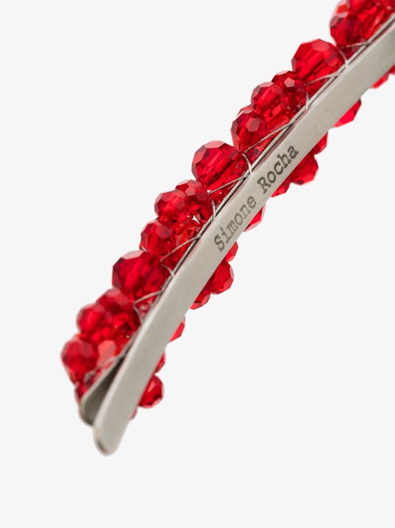 X Browns 50 Red Crystal Flower Hair Clip