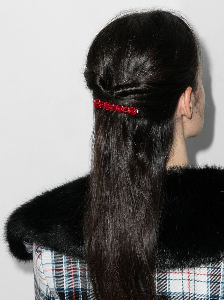 X Browns 50 Red Crystal Flower Hair Clip