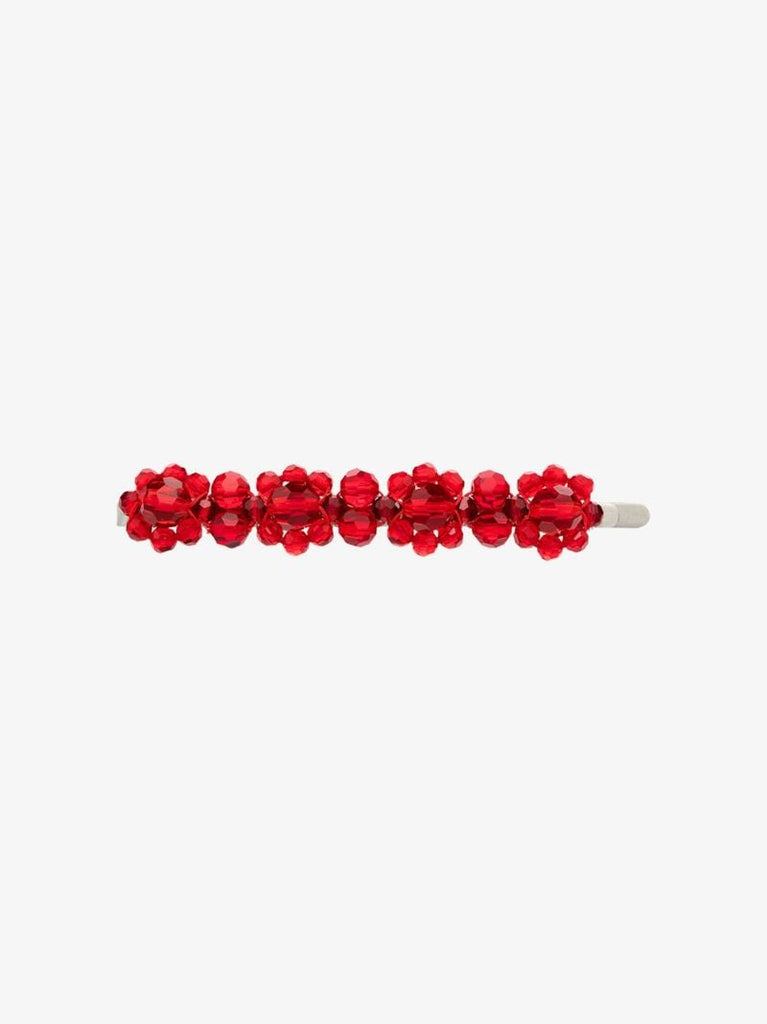 X Browns 50 Red Crystal Flower Hair Clip