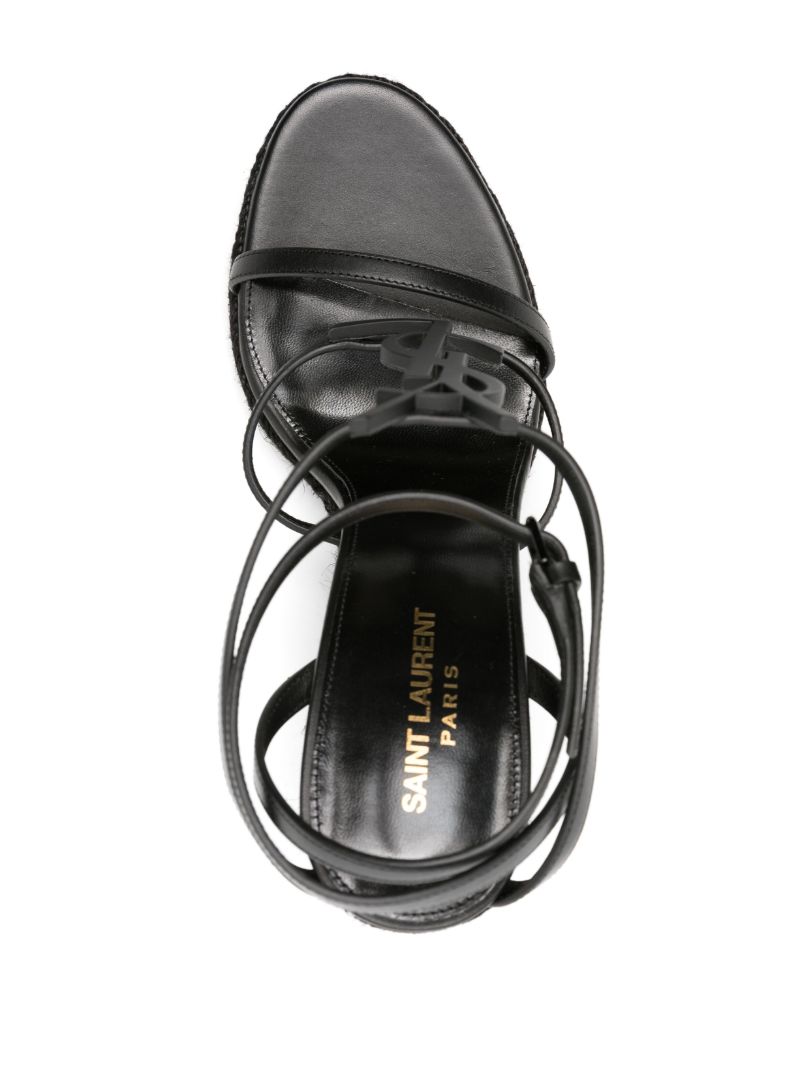 Black Cassandra 110 Wedge Leather Sandals