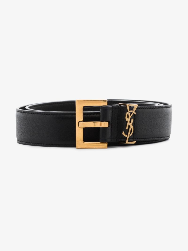 Black Logo Leather Belt