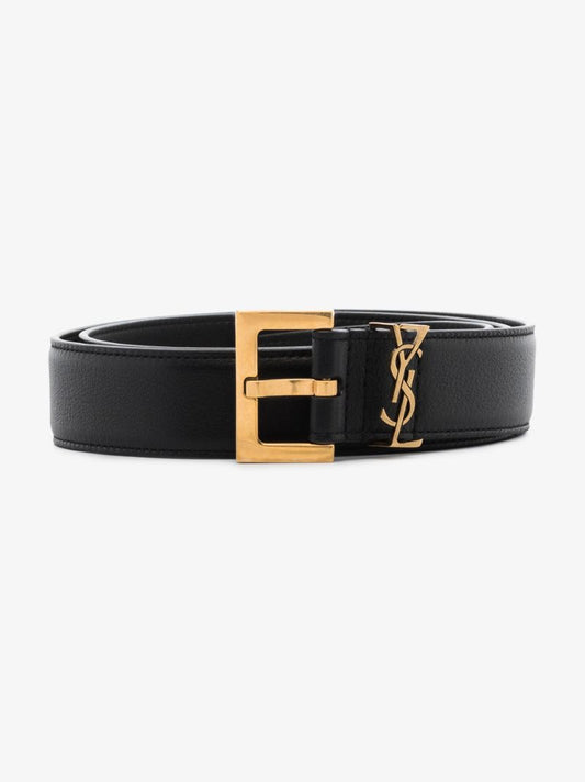 Black Logo Leather Belt