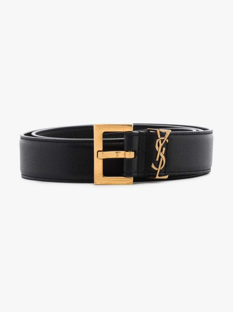 Black Logo Leather Belt