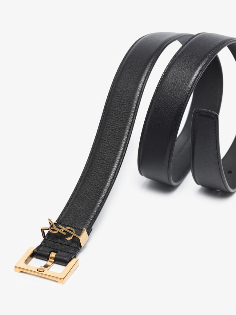 Black Logo Leather Belt