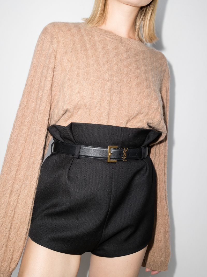 Black Logo Leather Belt