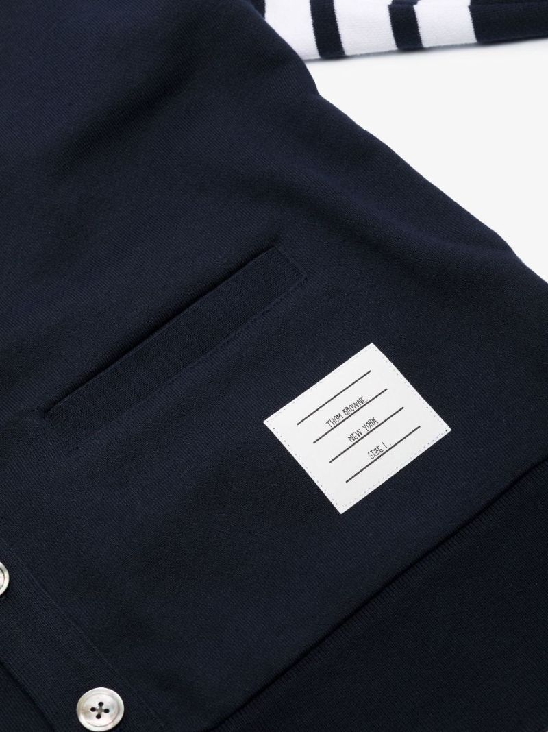 Blue 4-bar Cotton Cardigan