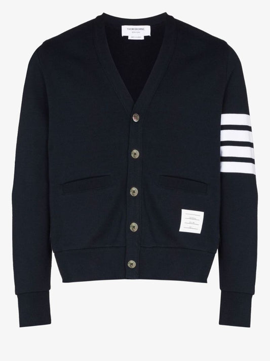 Blue 4-bar Cotton Cardigan