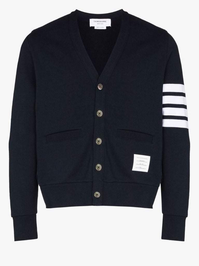 Blue 4-bar Cotton Cardigan