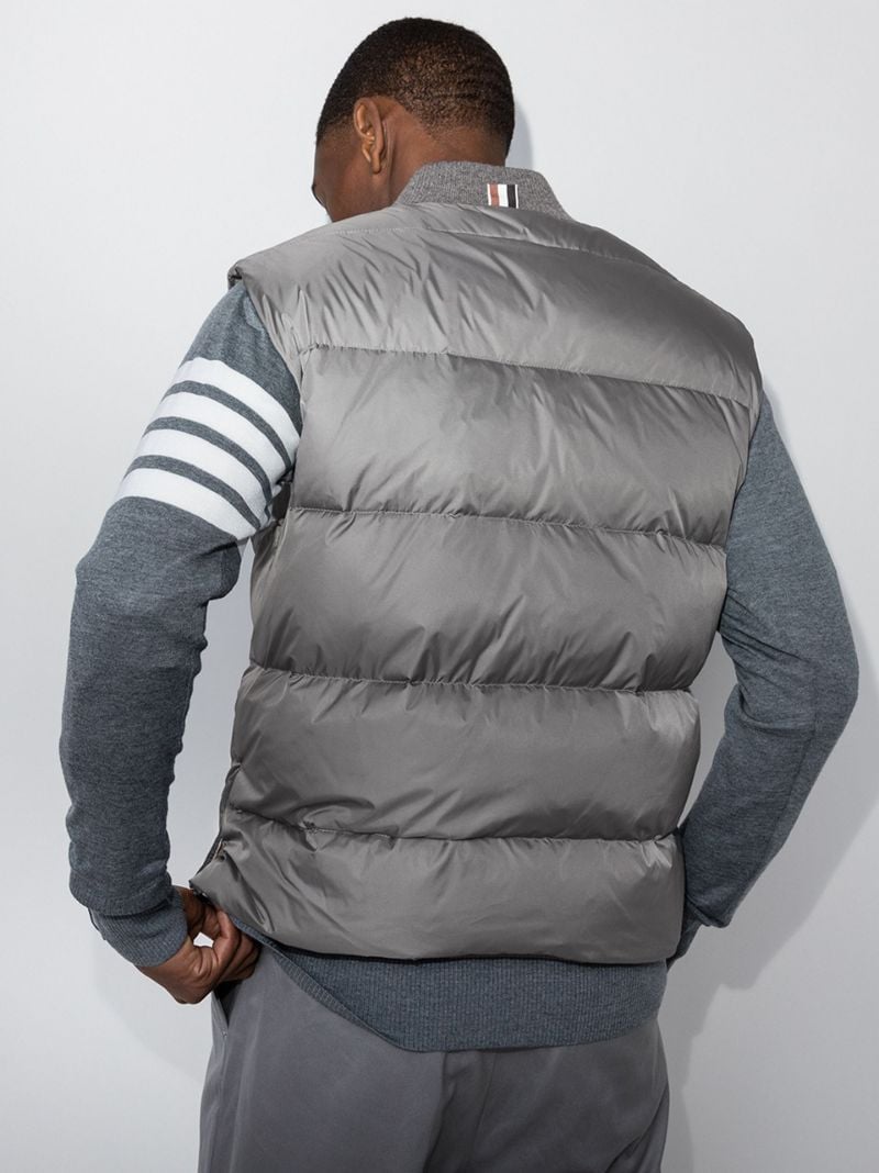Grey 4-bar Stripe Padded Gilet