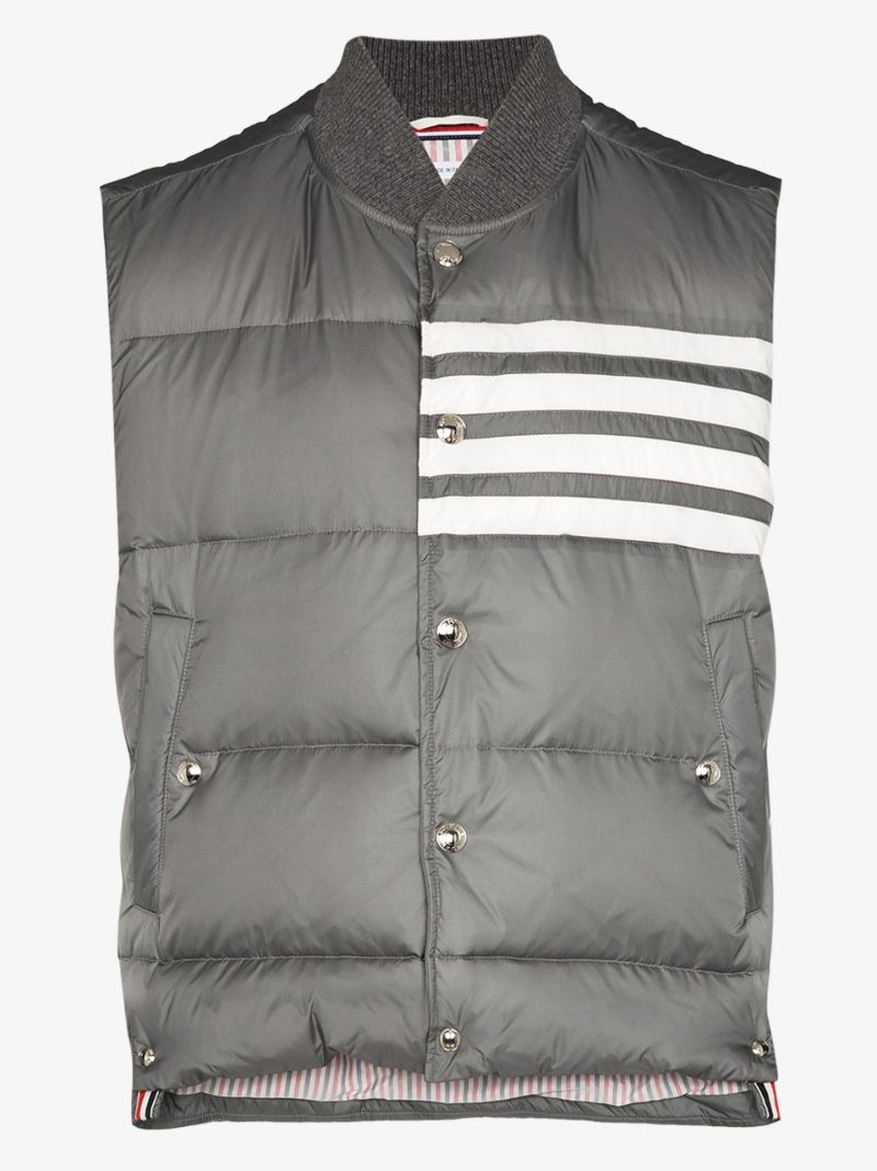 Grey 4-bar Stripe Padded Gilet