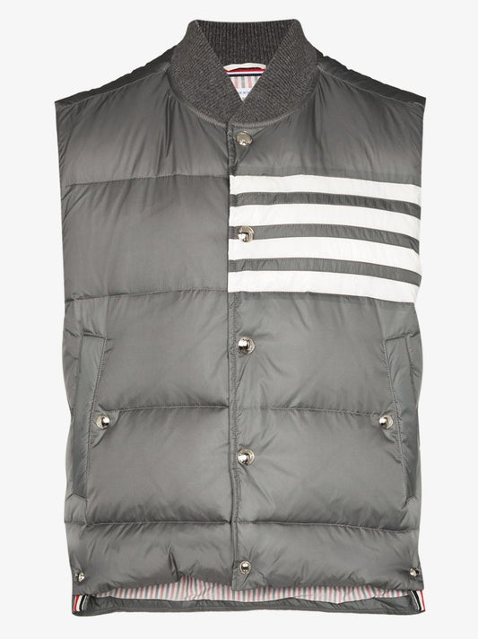 Grey 4-bar Stripe Padded Gilet