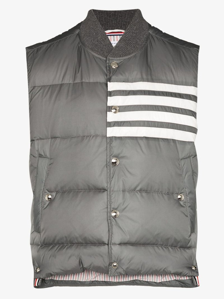 Grey 4-bar Stripe Padded Gilet