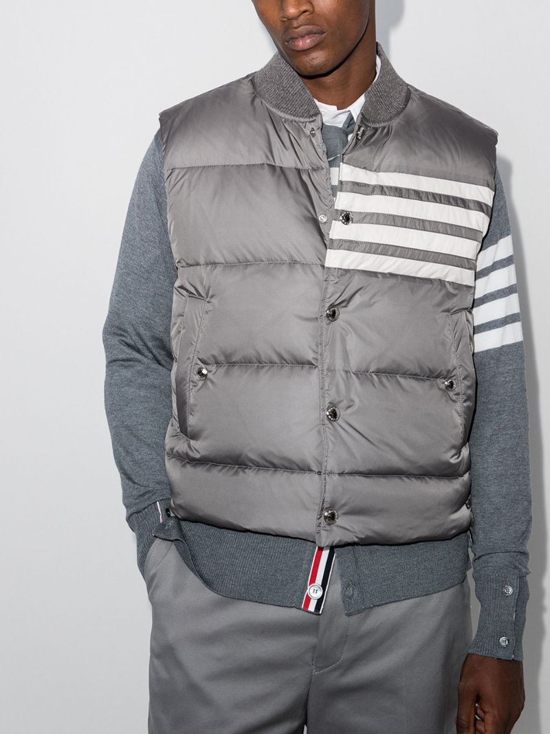 Grey 4-bar Stripe Padded Gilet
