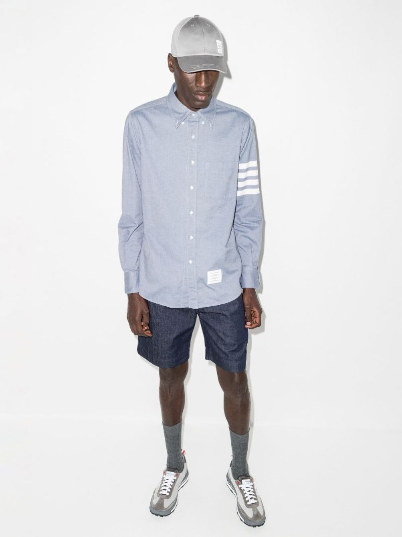 Blue 4-bar Stripe Cotton Shirt