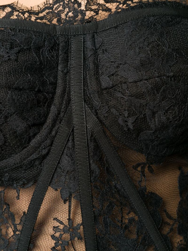 Black Floral Lace Corset Top