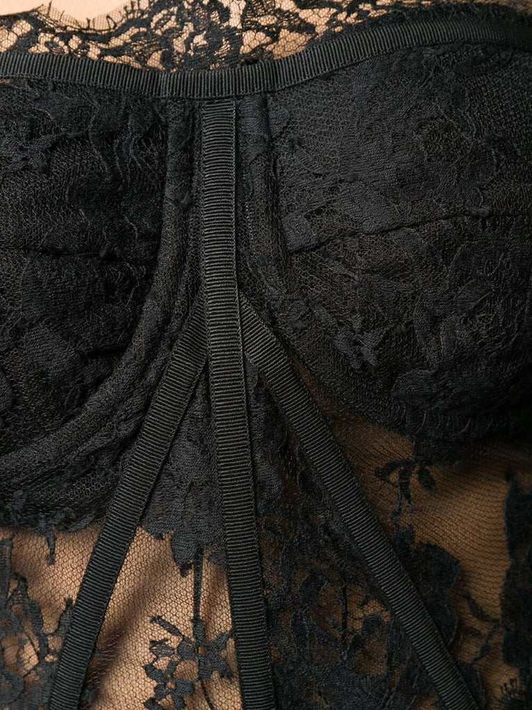 Black Floral Lace Corset Top