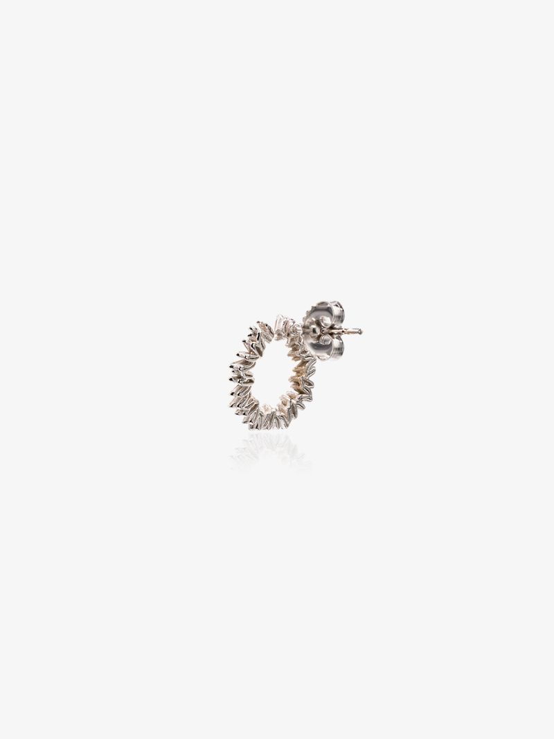 18k White Gold Mini Spiral Diamond Earrings