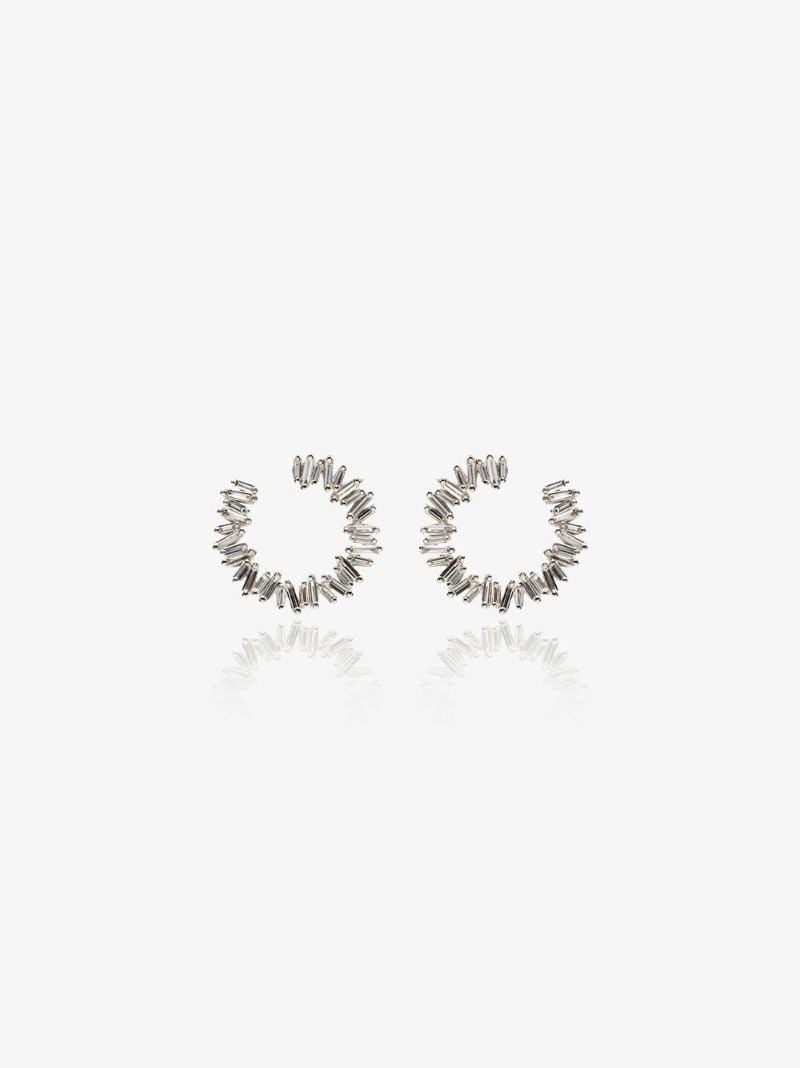 18k White Gold Mini Spiral Diamond Earrings