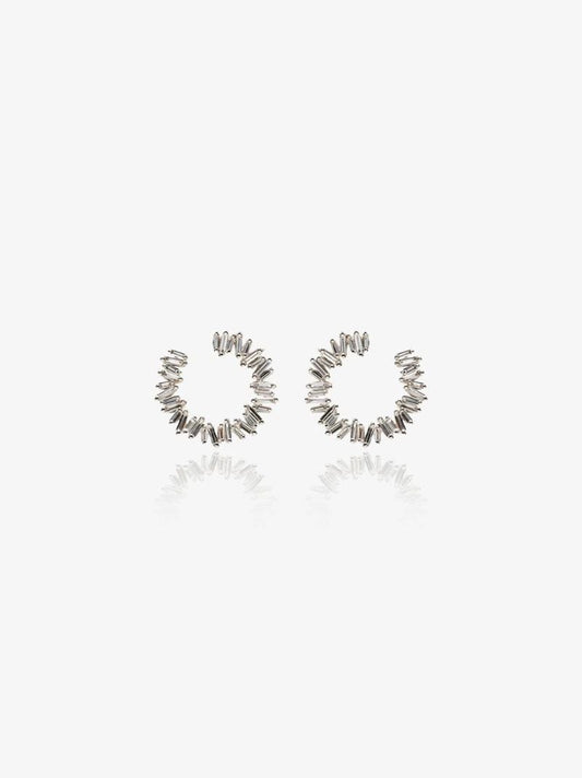 18k White Gold Mini Spiral Diamond Earrings