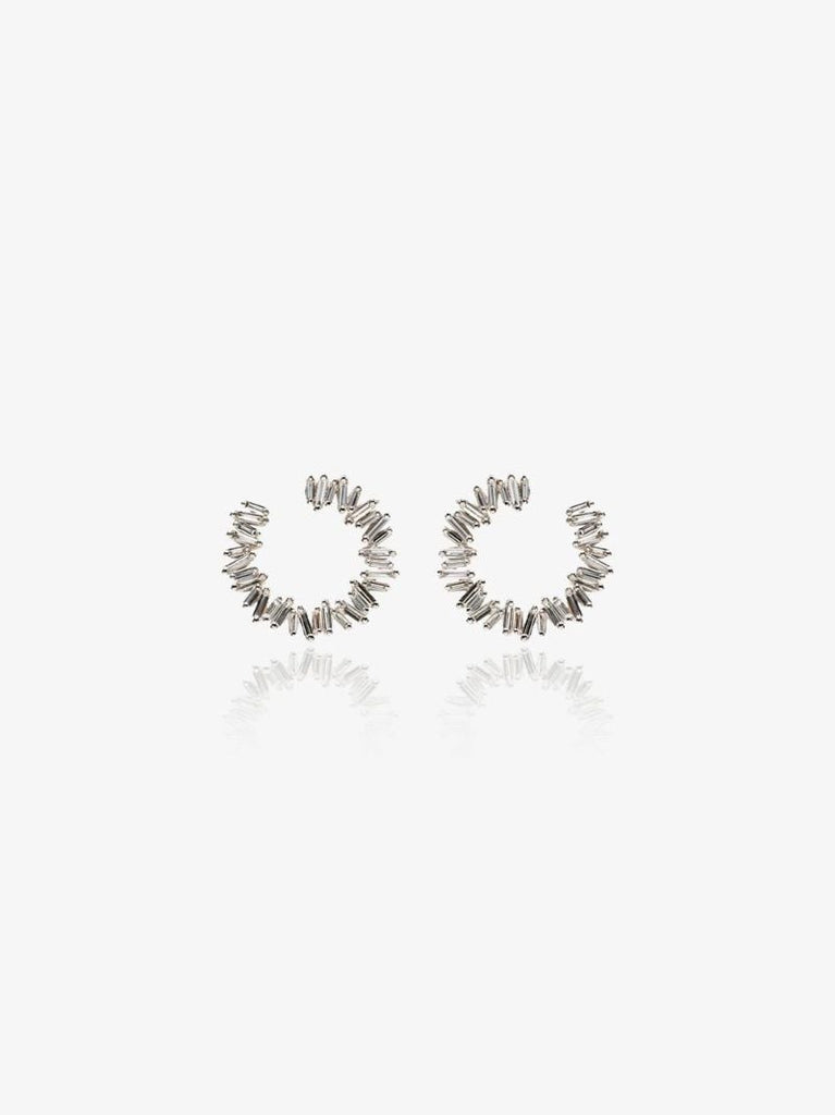 18k White Gold Mini Spiral Diamond Earrings