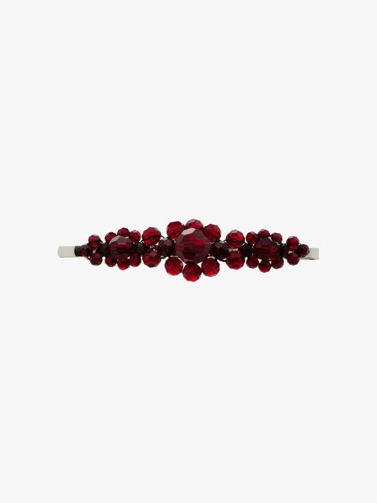 Red Large Floral Bead Hair Clip
