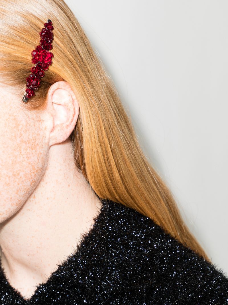Red Large Floral Bead Hair Clip