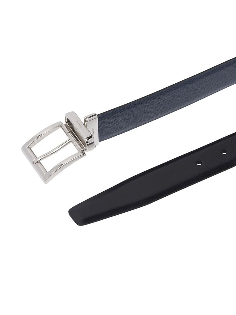 Black and Blue Reversible Saffiano Leather Belt