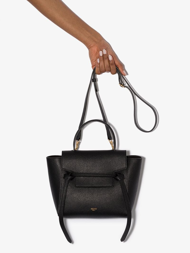 Black Nano Belt Leather Shoulder Bag