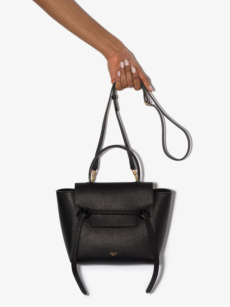 Black Nano Belt Leather Shoulder Bag