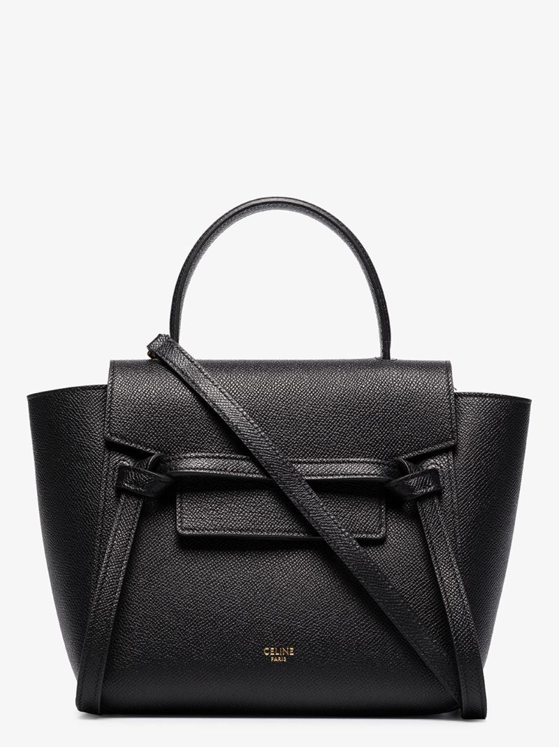 Black Nano Belt Leather Shoulder Bag