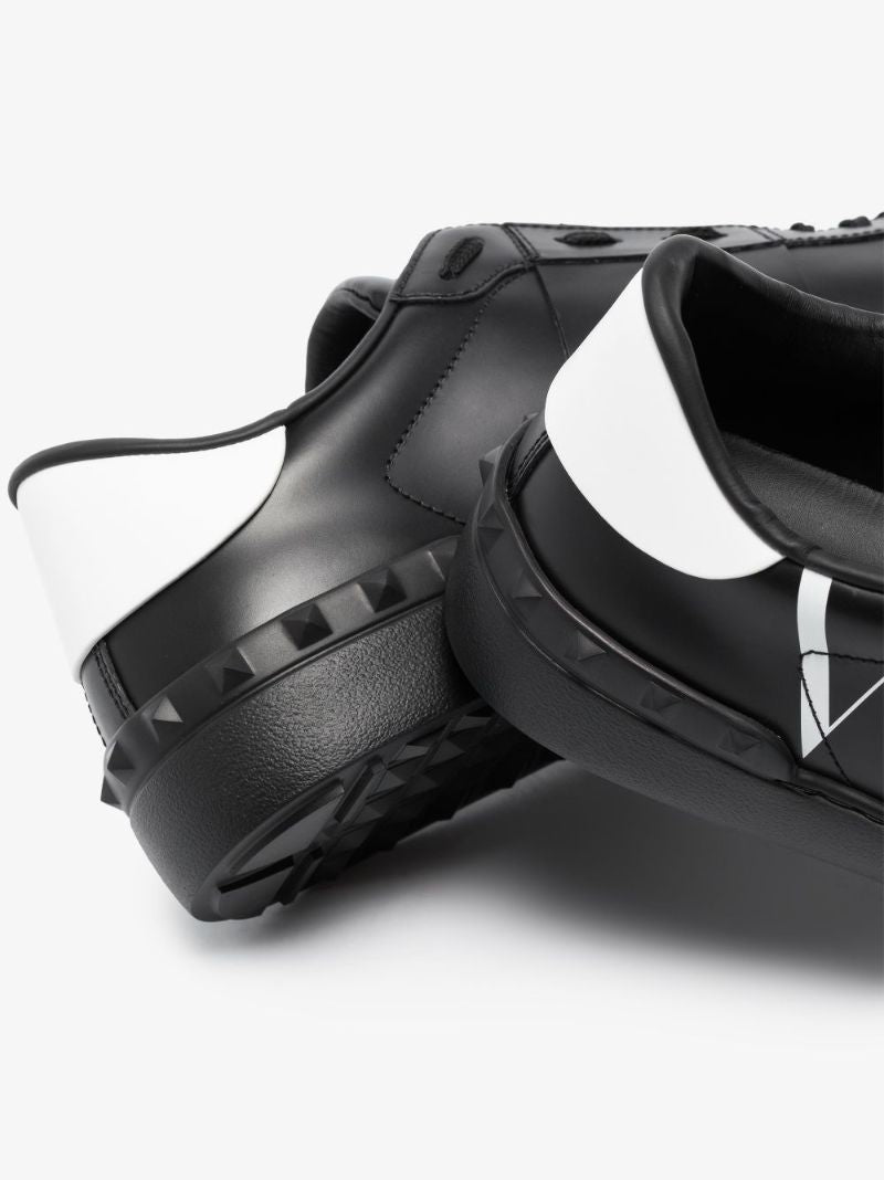 Black Open Vltn Low-top Leather Sneakers