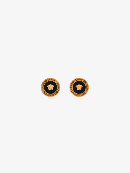 Gold Tone Medusa Round Stud Earrings
