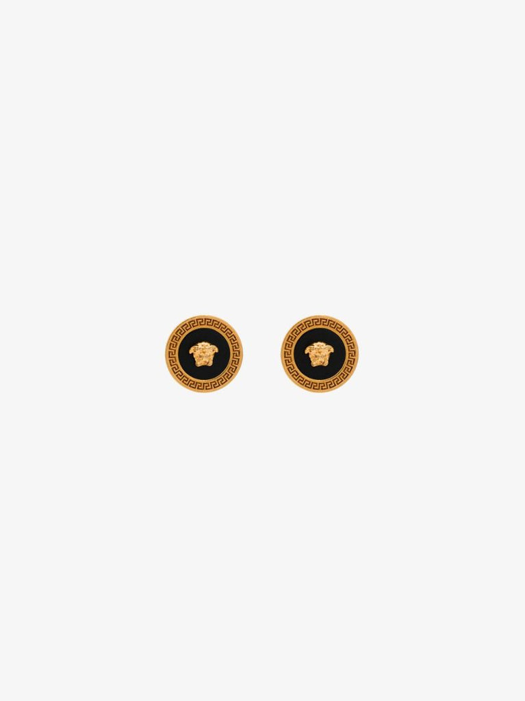 Gold Tone Medusa Round Stud Earrings