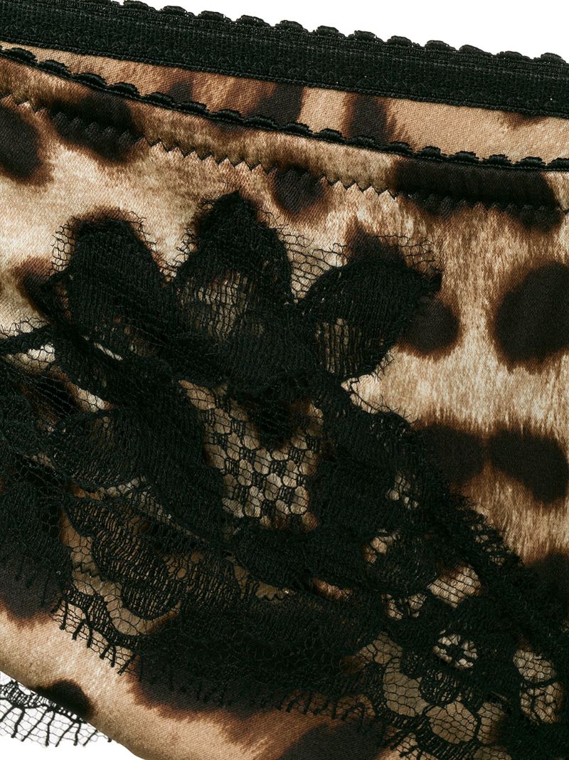 Brown Leopard-print Silk Briefs