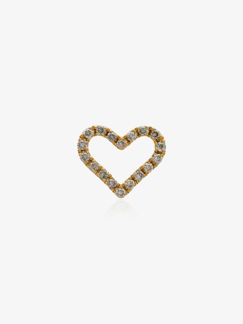 18k Yellow Gold Diamond Heart Stud Earring