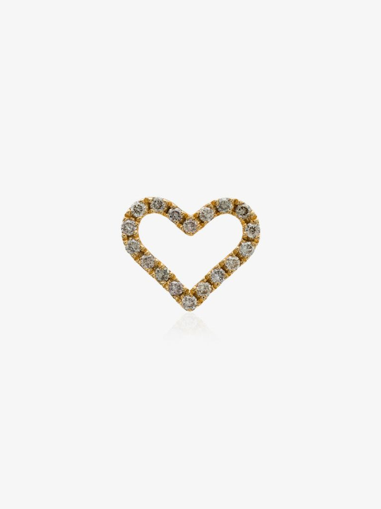 18k Yellow Gold Diamond Heart Stud Earring