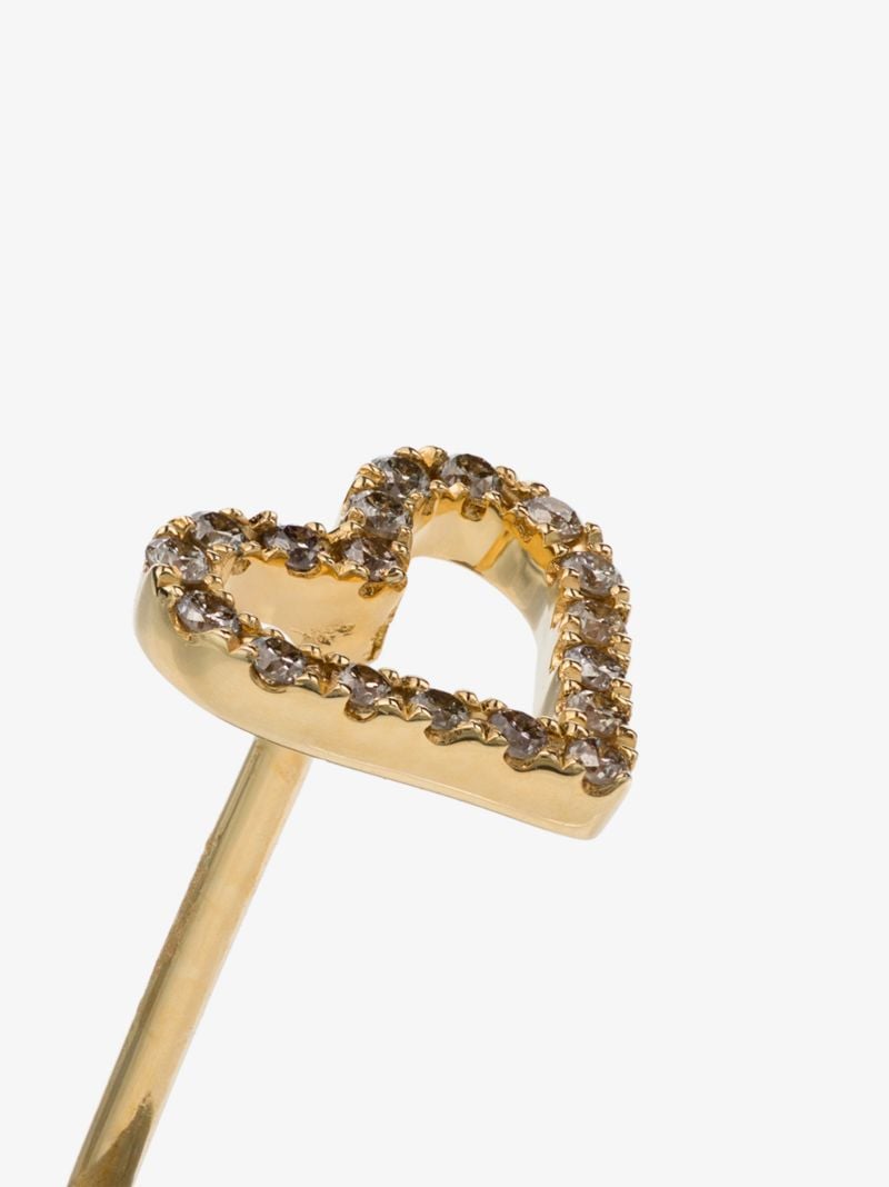 18k Yellow Gold Diamond Heart Stud Earring