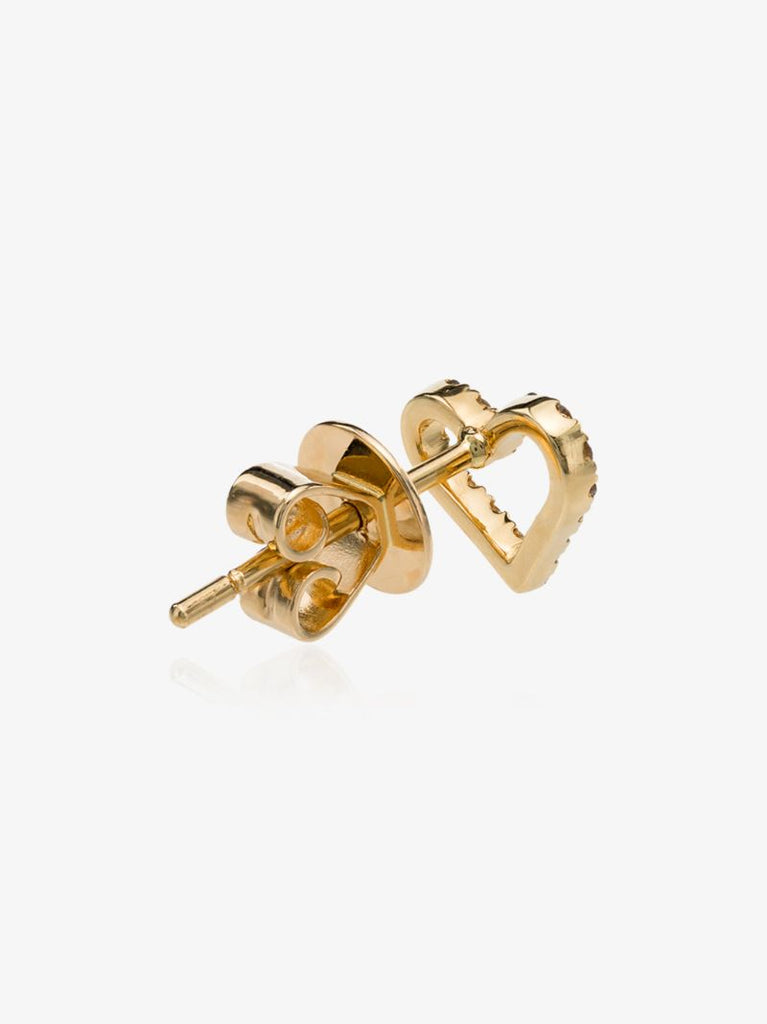 18k Yellow Gold Diamond Heart Stud Earring