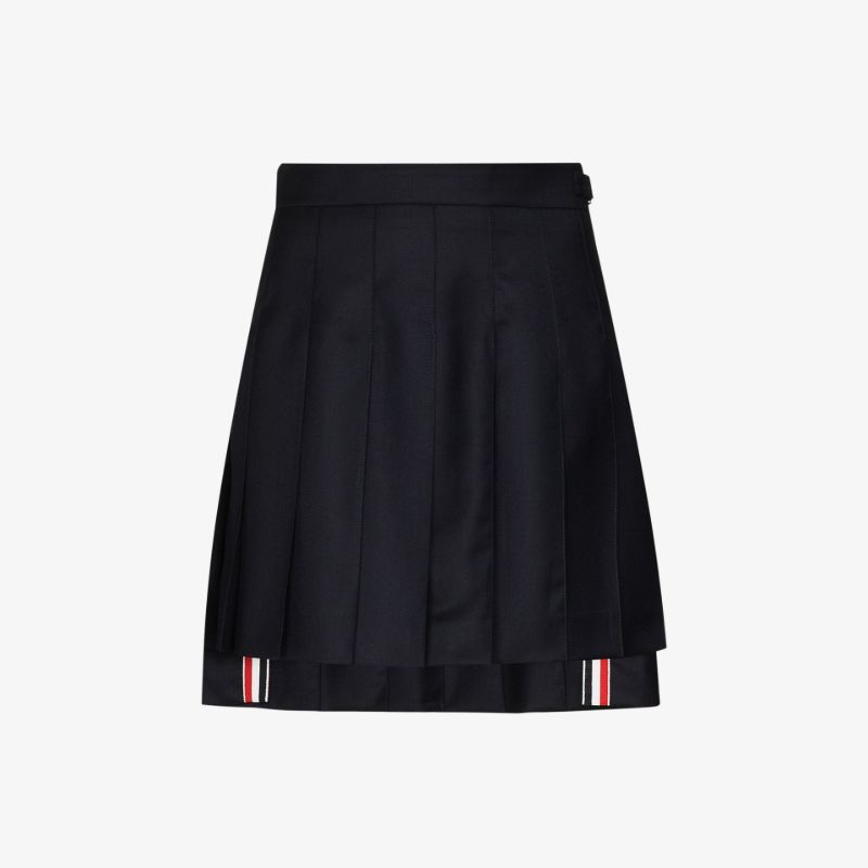 Pleated Wool Mini Skirt