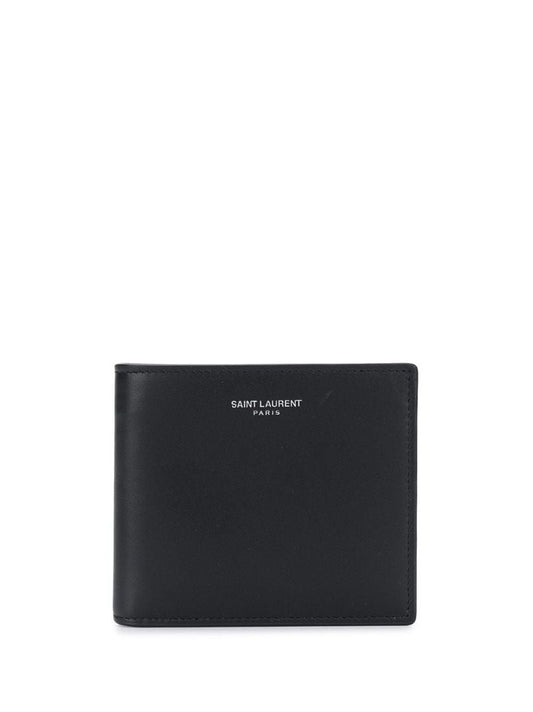 Black Logo Bifold Leather Wallet