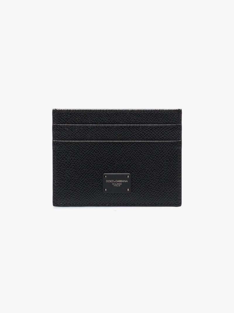 Black Dauphine Leather Card Holder