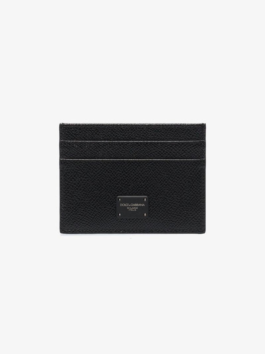 Black Dauphine Leather Card Holder