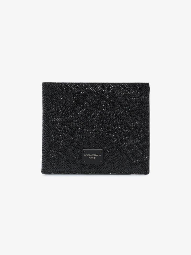 Black Dauphine Leather Bifold Wallet