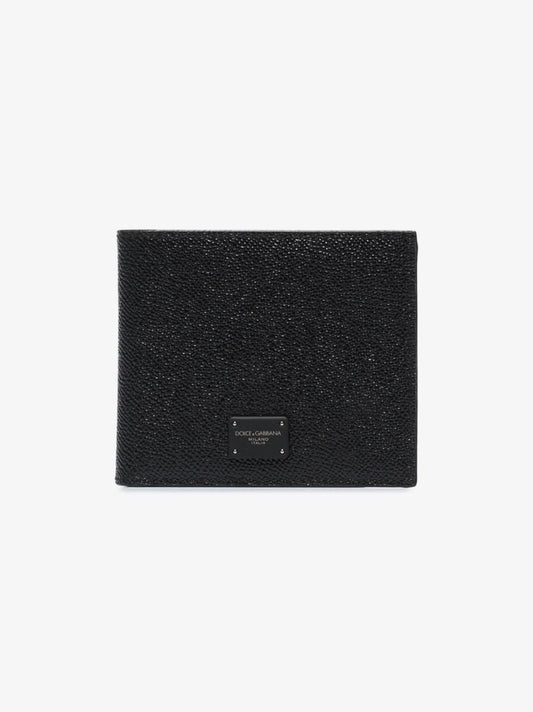 Black Dauphine Leather Bifold Wallet