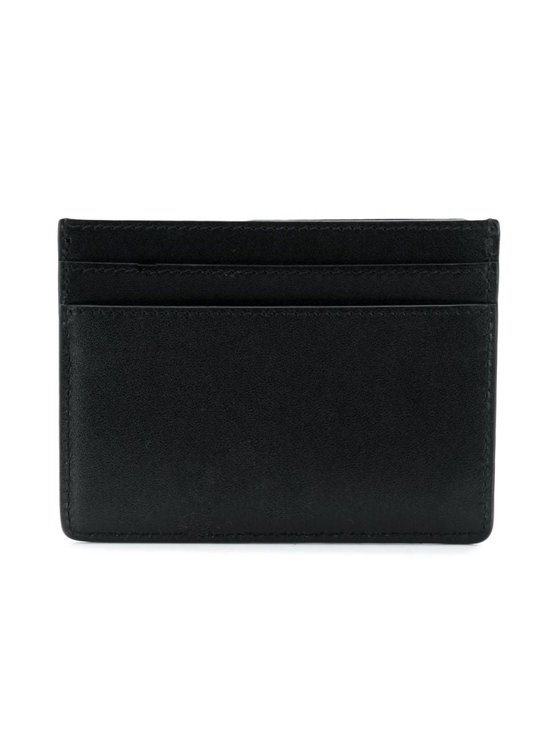 Black Logo Print Leather Card Holder