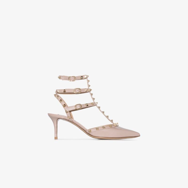 Pink Rockstud 65 Caged Leather Pumps